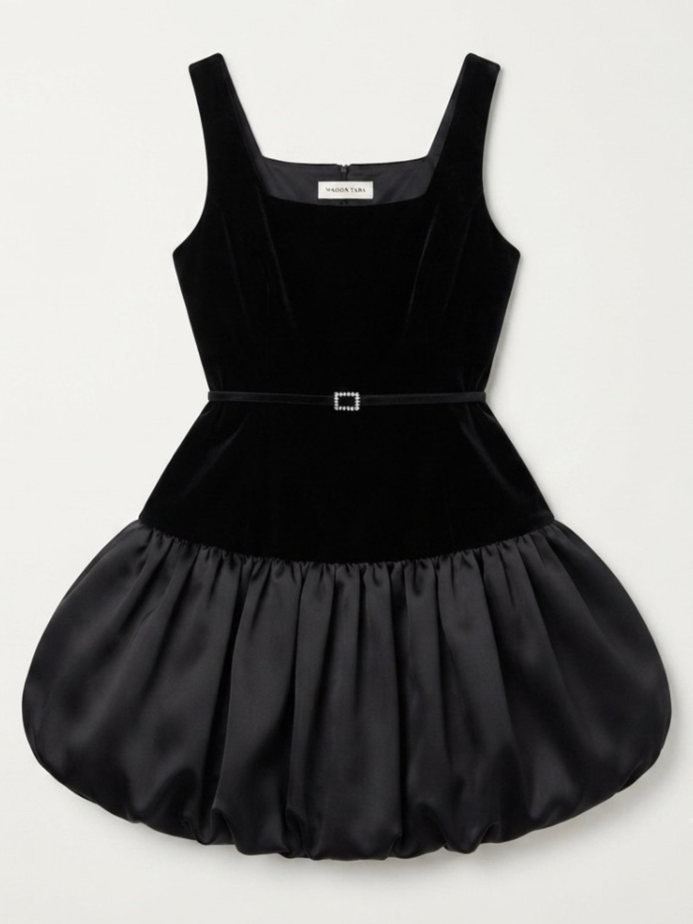 MAISON TARA Black Velvet Bodice Satin Bubble Hem Mini
Cocktail Dress 14